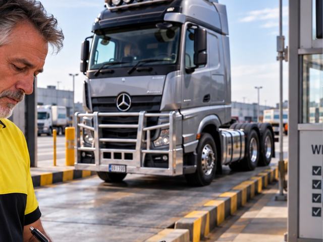 Truck Moves staff completing a vehicle inspection